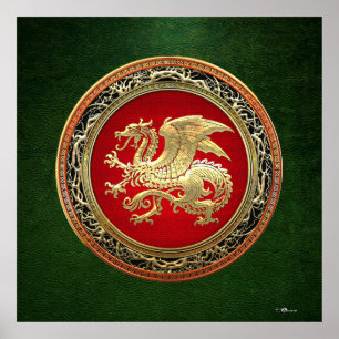 [150] Icelandic Dragon, Landvættir [Gold] Poster