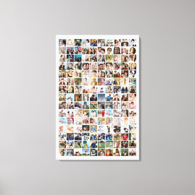 150 Photo Collage Personalized Picture Grid Canvas Print (Front)