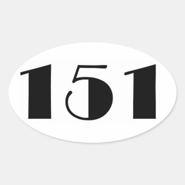 151 Number in Mid Century Modern Oval Sticker (Front)