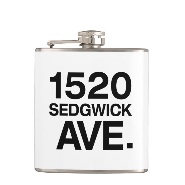 1520 SEDGWICK AVE. HIP FLASK (Front)