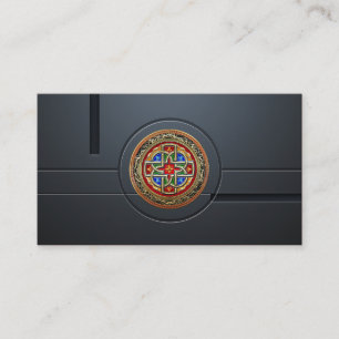 [154] Celtic Cross [Gold+Enamel] Business Card