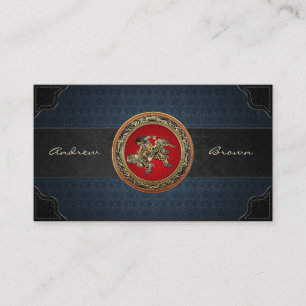 [154] Hokusai - Shoki Riding Shishi Lion Business Card