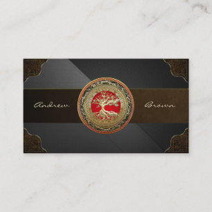 [154] Treasure Trove: Celtic Tree of Life [Gold] Business Card