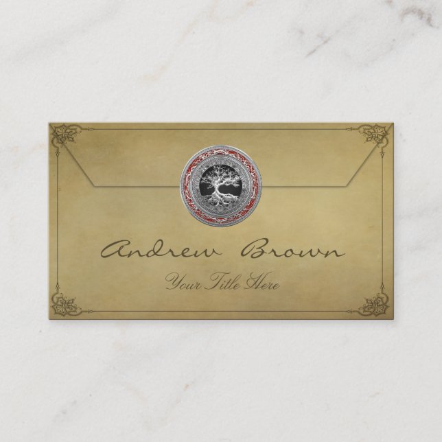 [154] Treasure Trove: Celtic Tree of Life [Silver] Business Card (Front)