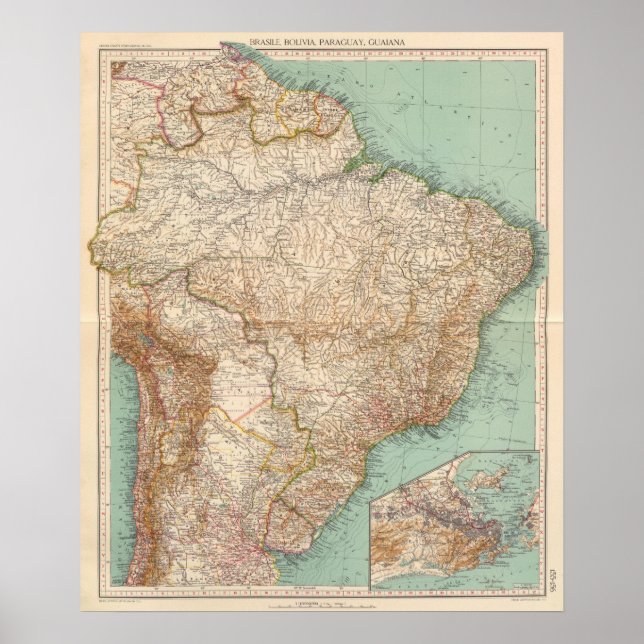 15556 Brazil, Bolivia, Paraguay, Guiana Poster (Front)