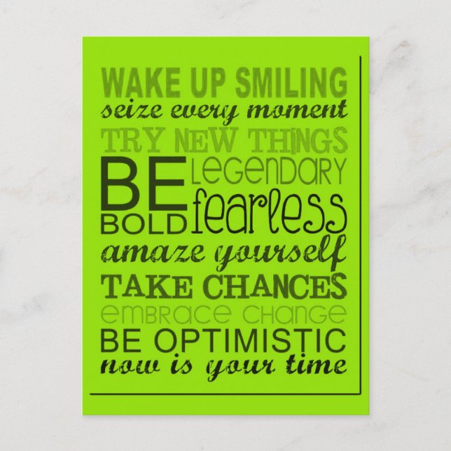 1555 ENCOURAGING MOTTOS WAKE UP SMILING EXPRESSION POSTCARD (Front)