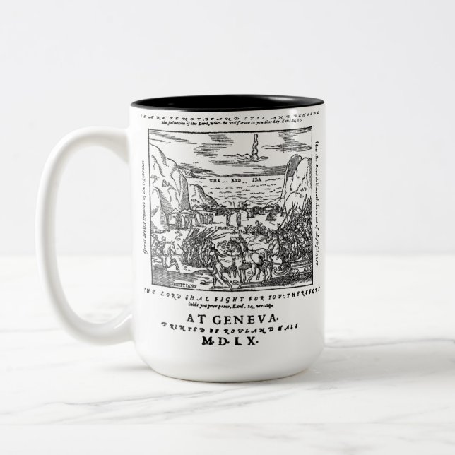 1560 Geneva Bible Red Sea Two-Tone Coffee Mug (Left)