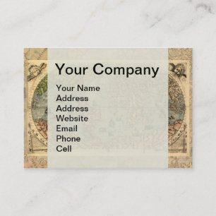 1565 Forlani Antique World Map Vintage Cartography Business Card