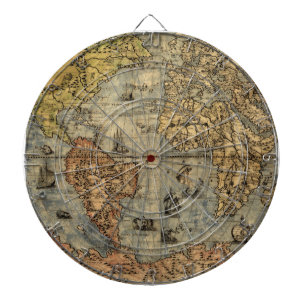 1565 Forlani Antique World Map Vintage Cartography Dartboard
