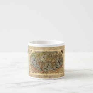 1565 Forlani Antique World Map Vintage Cartography Espresso Cup