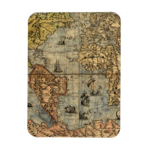 1565 Forlani Antique World Map Vintage Cartography Magnet