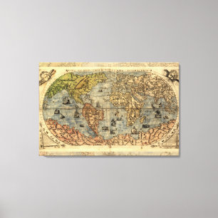 1565 Forlani AntiquevWorld Map Renaissance Canvas Print