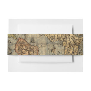 1565 Forlani AntiquevWorld Map Renaissance  Invitation Belly Band