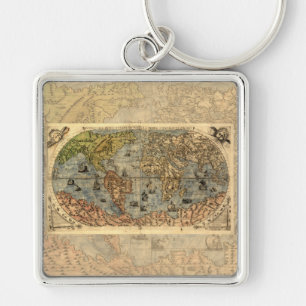 1565 Forlani AntiquevWorld Map Renaissance  Key Ring