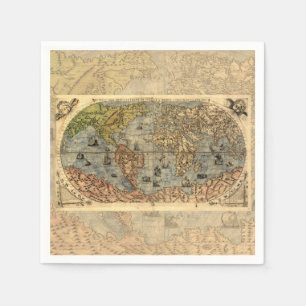 1565 Forlani AntiquevWorld Map Renaissance  Napkin