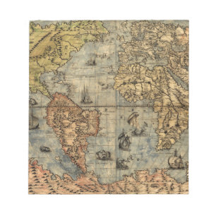 1565 Forlani AntiquevWorld Map Renaissance Notepad