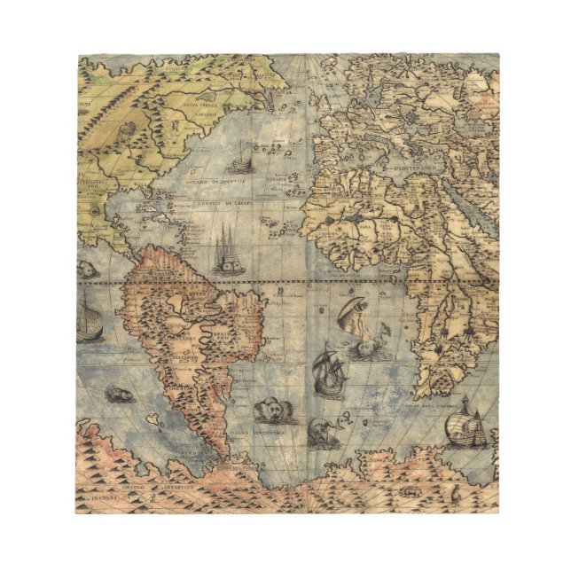 1565 Forlani AntiquevWorld Map Renaissance  Notepad (Front)