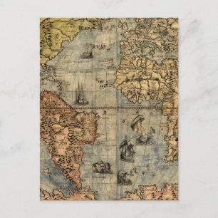1565 Forlani AntiquevWorld Map Renaissance  Postcard