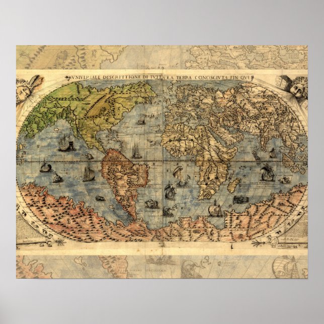 1565 Forlani AntiquevWorld Map Renaissance  Poster (Front)
