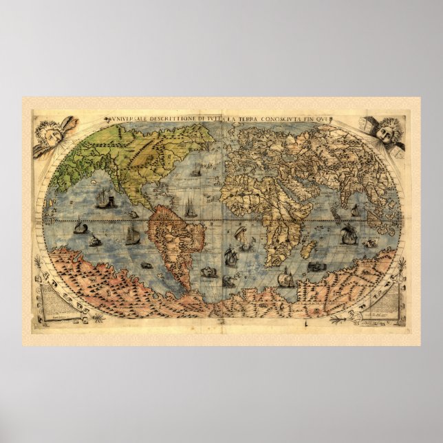 1565 Forlani AntiquevWorld Map Renaissance  Poster (Front)