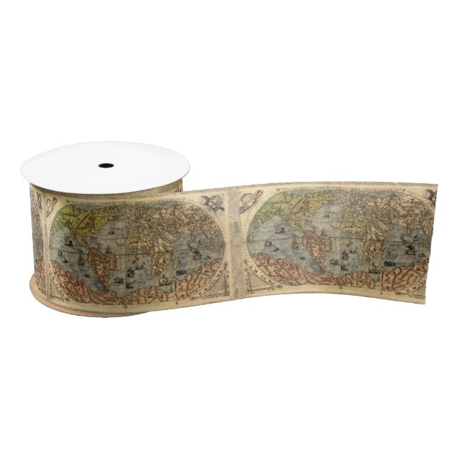 1565 Forlani AntiquevWorld Map Renaissance  Satin Ribbon (Spool)