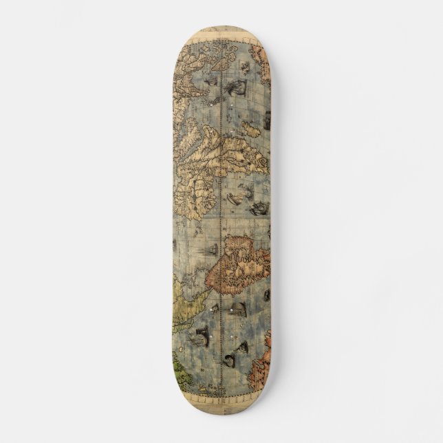 1565 Forlani AntiquevWorld Map Renaissance  Skateboard (Front)