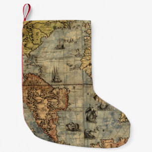 1565 Forlani AntiquevWorld Map Renaissance Small Christmas Stocking
