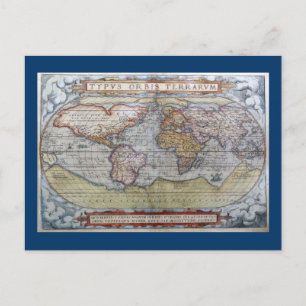 1572 Typus Orbis Terrarum Ortelius World Map Postcard