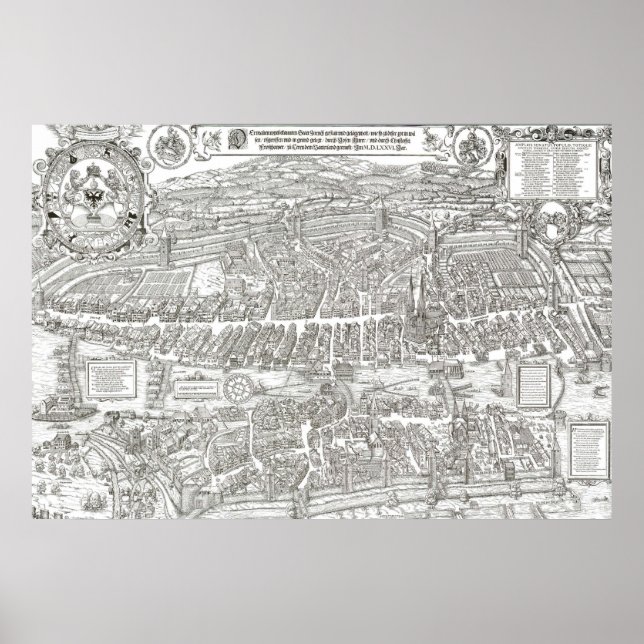 1576 Map of Zurich Switzerland Poster (Front)