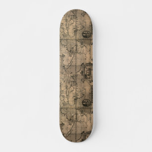 1581 Antique World Map by Nicola van Sype Skateboard