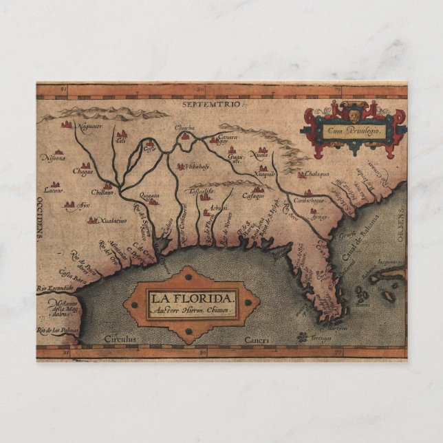 1584 La Florida Map Postcard (Front)