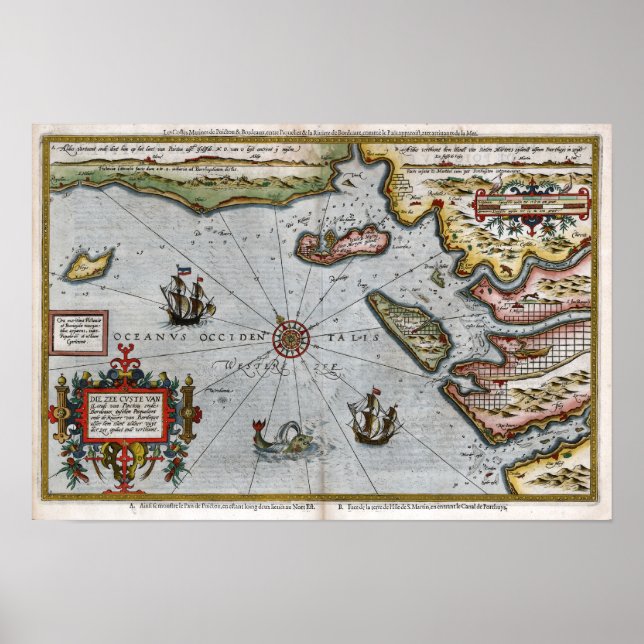 1586 French Coast Map Poster (Front)