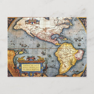 1587 Map of the Americas Postcard