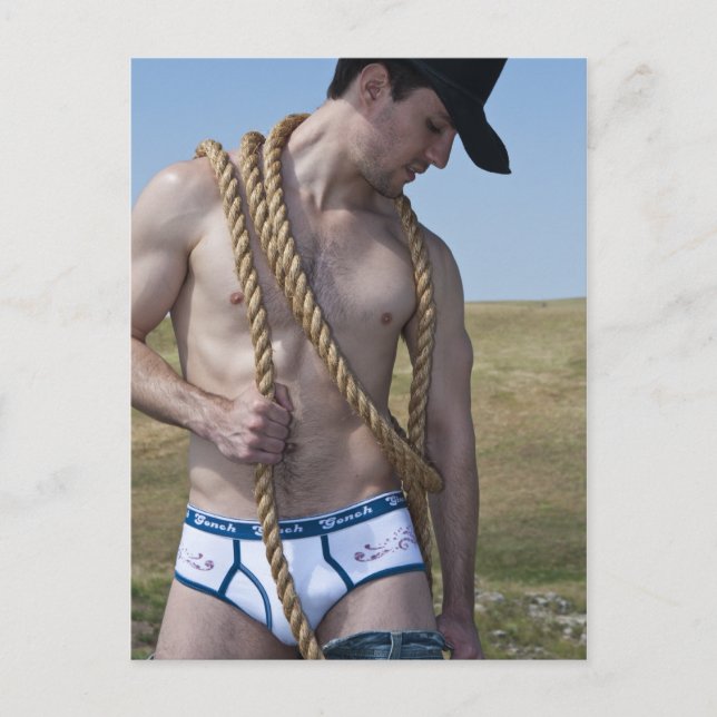 15881-RA Sexy Cowboy Postcard (Front)