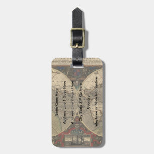 1595 Vintage World Map by Jodocus Hondius Luggage Tag