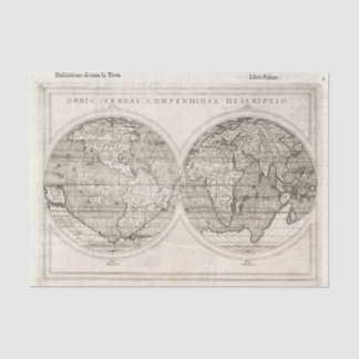 1598 Vintage World Map Latin Cartography Tissue Paper