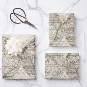 1598 Vintage World Map Latin Cartography Wrapping Paper Sheet