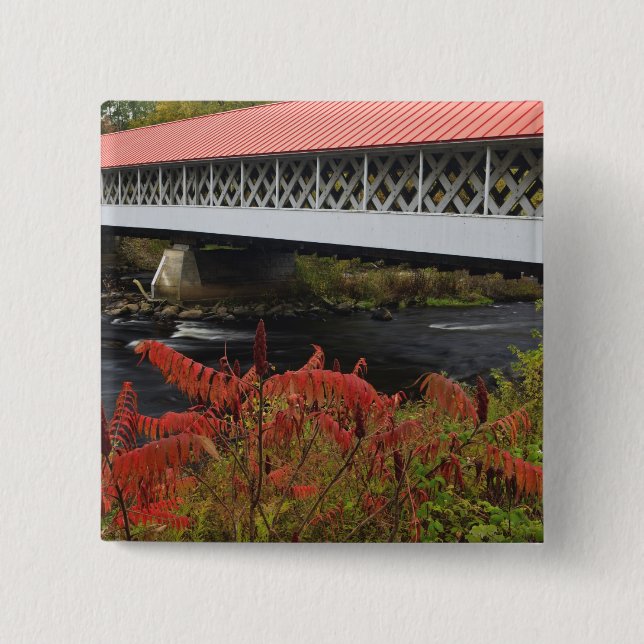 159-foot Ashuelot Covered bridge spanning 15 Cm Square Badge (Front)