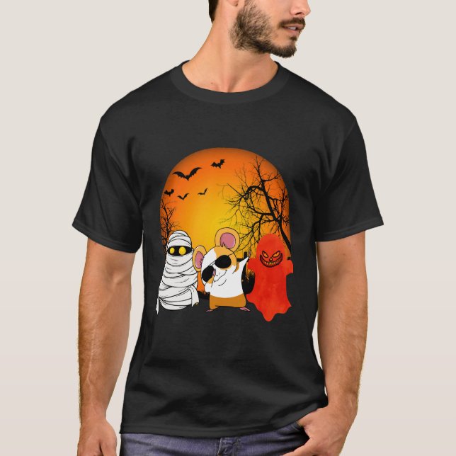 159 Guinea Pig Halloween Pumpkin T-Shirt (Front)