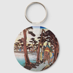15. 吉原宿, 広重 Yoshiwara-juku, Hiroshige, Ukiyo-e Key Ring