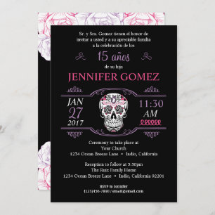 15 Años Quinceañera Birthday Sugar Skull Invite