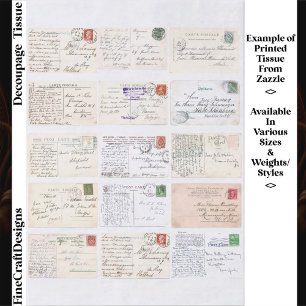 15 Authentic Vintage Postcard Backs ET2 Decoupage Tissue Paper