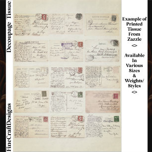 15 Authentic Vintage Postcard Backs ET2F Decoupage Tissue Paper