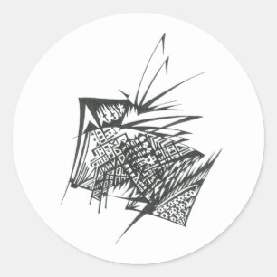 15 Black White Abstract Tribal Tattoo Art Classic Round Sticker