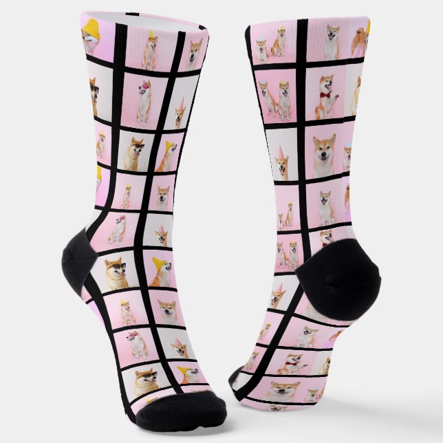 15 Collage Fun Photo Gift Custom Personalised Socks (Angled)