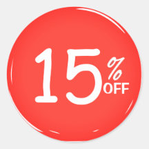 15% Fifteen Percent OFF Discount Sale 