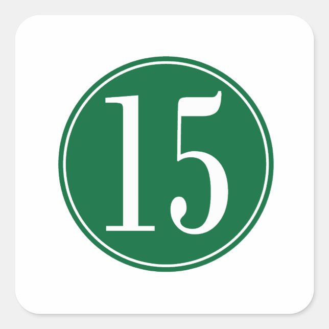 #15 Green Circle Square Sticker (Front)