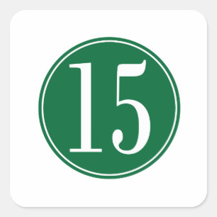 #15 Green Circle Square Sticker