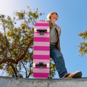 15 Horizontal Light and Hot Pink Stripes Skateboard