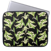 15-inch Laptop Sleeve: Lilies of the Valley, Black